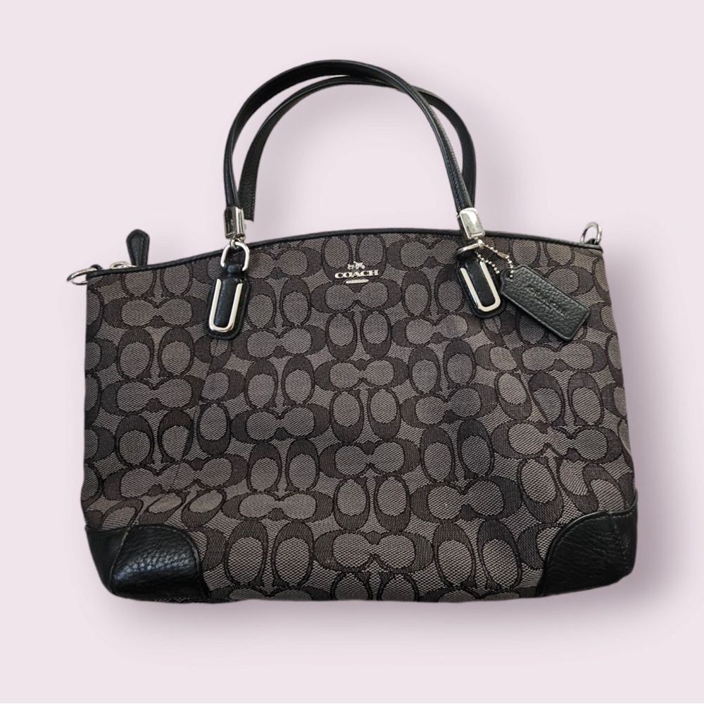 Coach KELSEY SATCHEL IN SIGNATURE CANVAS Dark Gray logo SMALL bag